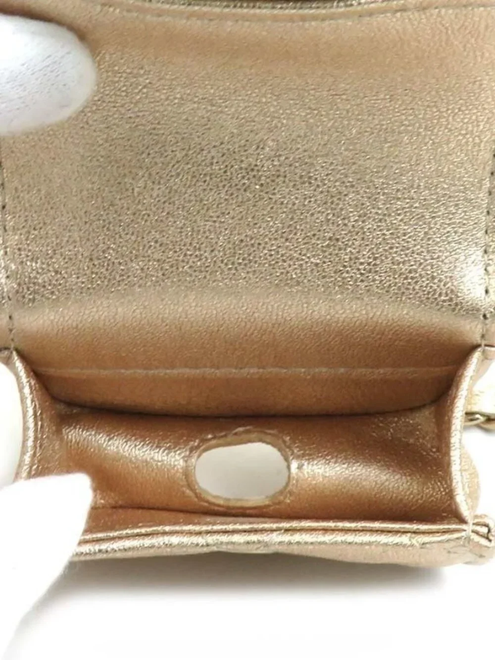 CHANEL Coin Purse Case AirPods Pro Case Gold Leather/Metal -